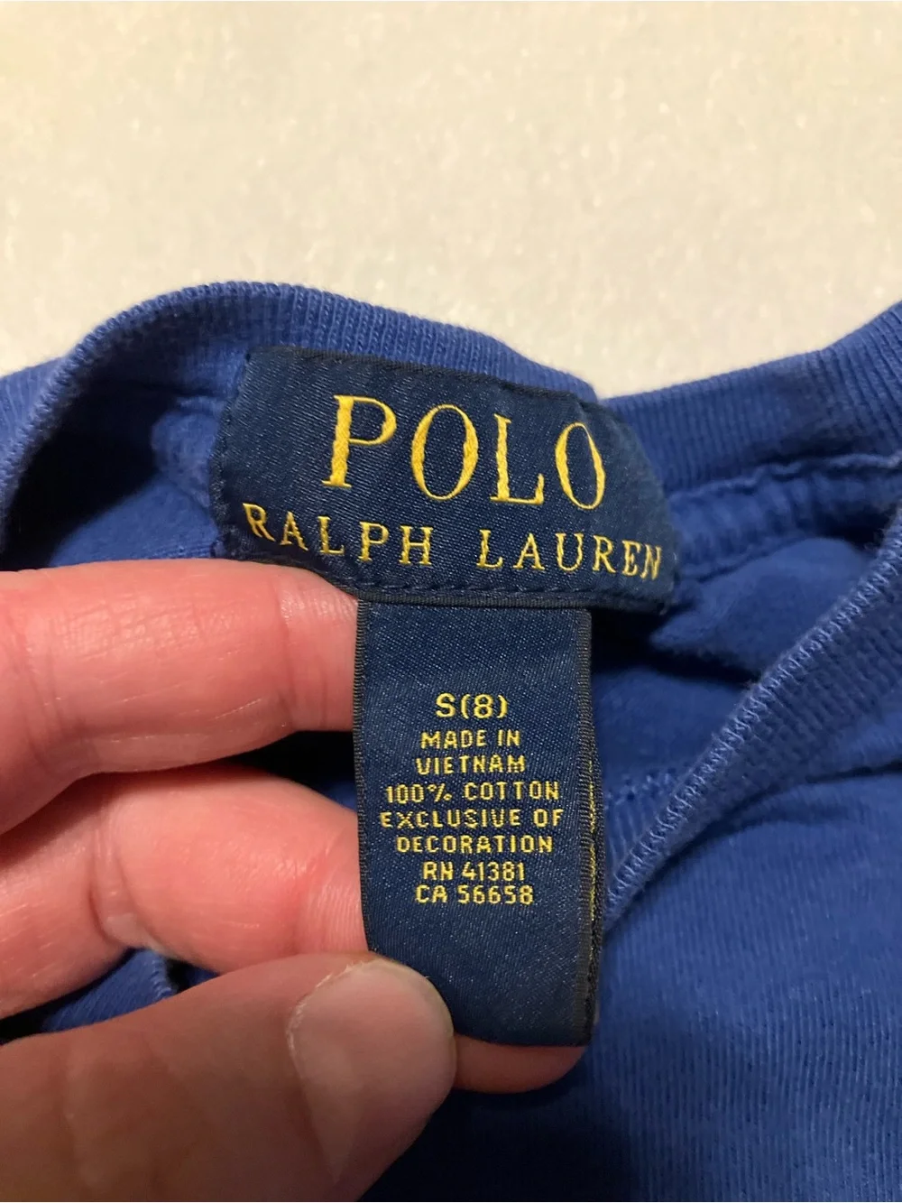 Polo by Ralph Lauren Blue Tee with Yellow Logo Tag - Picture 3 of 3